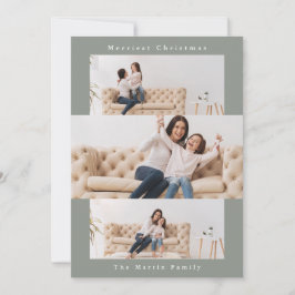 グレーモダンコラージュと3枚の写真 シーズンカード