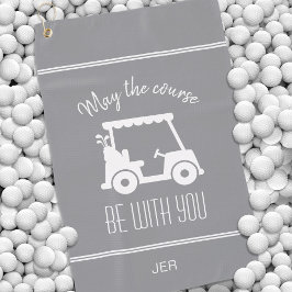 グレーモダンゴルフカートモノグラムのゴルファーかわいい ゴルフタオル