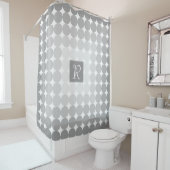 グレーモダンサークルモノグラム シャワーカーテン (インサイチュ)