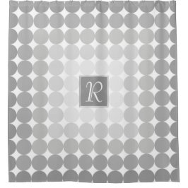 グレーモダンサークルモノグラム シャワーカーテン