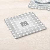 グレーモダンサークルモノグラム スクエアペーパーコースター (アングル)