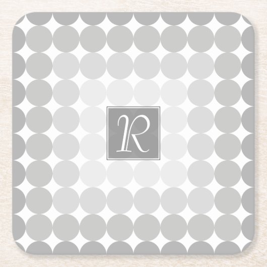 グレーモダンサークルモノグラム スクエアペーパーコースター (正面)