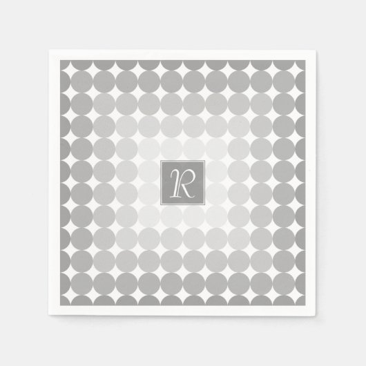 グレーモダンサークルモノグラム スタンダードカクテルナプキン (正面)