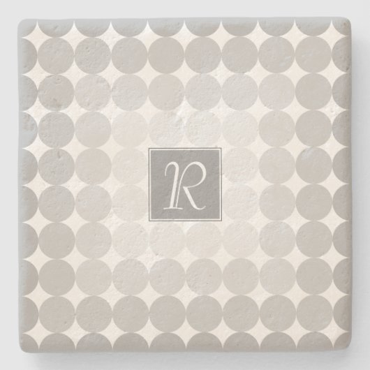 グレーモダンサークルモノグラム ストーンコースター (正面)