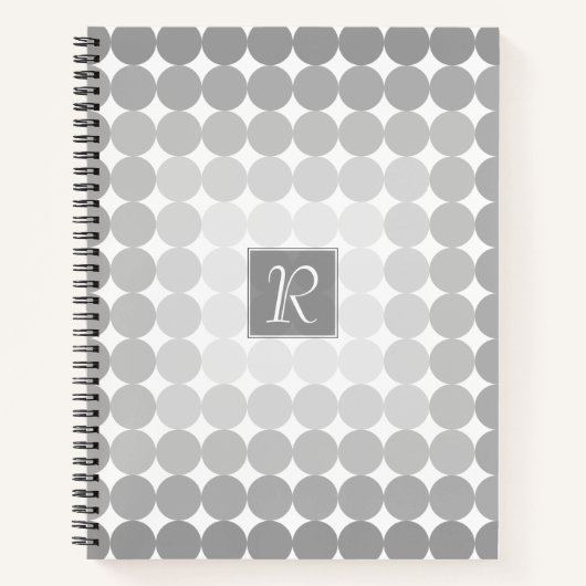 グレーモダンサークルモノグラム ノートブック (正面)