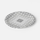 グレーモダンサークルモノグラム ペーパープレート (アングル)