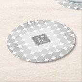 グレーモダンサークルモノグラム ラウンドペーパーコースター (アングル)