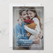 グレーモダンシェードとフォトウェディング日付を保存 セーブザデート (正面)