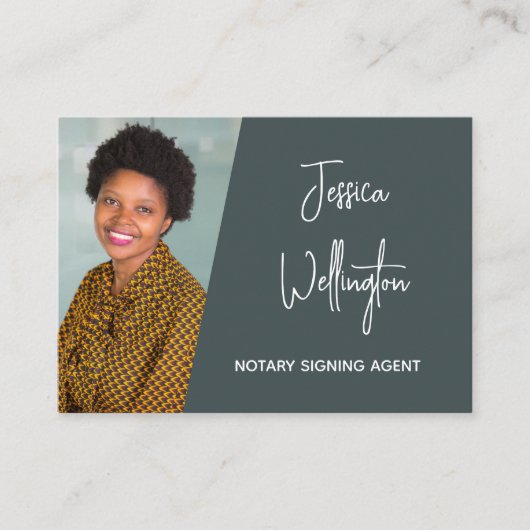 グレーモダンシグネチャースクリプト公証人弁護士の写真 名刺 (正面)