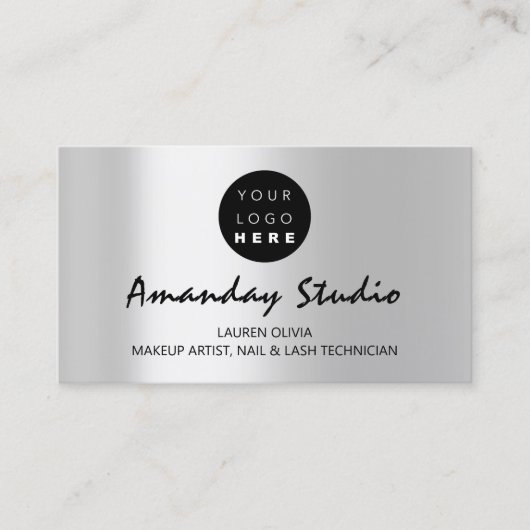 グレーモダンシルバーアポイントメントカードカスタムロゴ 名刺 (正面)