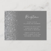 グレーモダンシルバーグリッターウェディングレセプション エンクロージャーカード (正面)