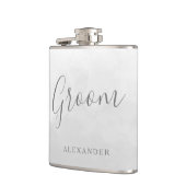 グレーモダンシルバーグルームズ結婚式の引き出物名ギフト フラスク (左)