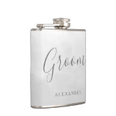 グレーモダンシルバーグルームズ結婚式の引き出物名ギフト フラスク (右)