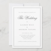 グレーモダンシルバー結婚ミニマリスト 招待状 (正面)