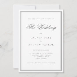 グレーモダンシルバー結婚ミニマリスト 招待状