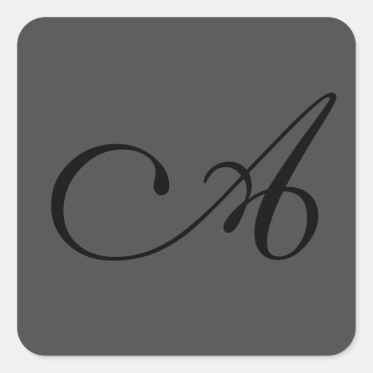 グレーモダンシンプルモノグラムあなたの名前を追加イニシャル スクエアシール (正面)