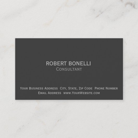 グレーモダンシンプル・プレーン・コンサルタント・ビジネス・カード 名刺 (正面)