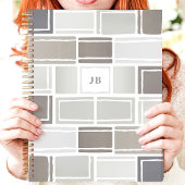 グレーモダンジオメトモノグラムのリ プランナー手帳