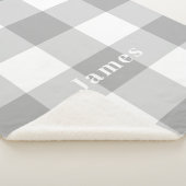 グレーモダンジンガム模様モノグラム名 シェルパブランケット (3/4)