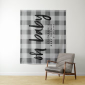 グレーモダンジンガム赤ちゃんシャワー背景 タペストリー (インサイチュ)