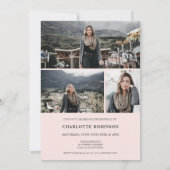 グレーモダンスクリプト4枚の写真ピンク甘い16 招待状 (裏面)