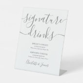グレーモダンスクリプ結婚トのシグネチャードリンク 台座サイン (正面)