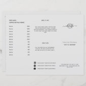 グレーモダンスタイリストサロン価格表サービスメニュー (正面/裏面)