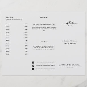 グレーモダンスタイリストサロン価格表サービスメニュー