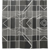 グレーモダンスタイリッシュの幾何学的パターン シャワーカーテン (正面)