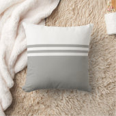 グレーモダンストライプのとホワイト クッション (ブランケット)