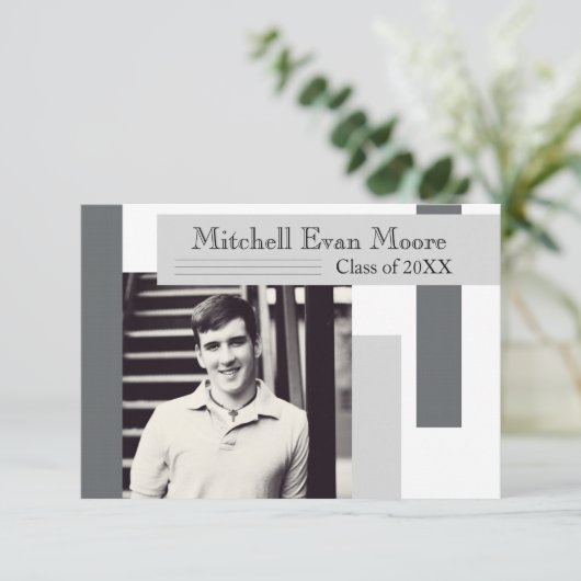 グレーモダンストライプの発表 – 3時間365日の卒業発表 招待状 (スタンド正面)