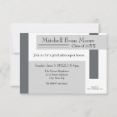 グレーモダンストライプの発表 – 3時間365日の卒業発表 招待状 (裏面)