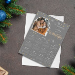 グレーモダンスノーフレーク写真磁気カレンダーカード<br><div class="desc">写真とクリスマスの挨拶と磁気カードカレンダー。冬の雪厳選されたの背景にカスタマイズは、あいさつ文と2025年のカレンダーと一緒に写真を提供。</div>