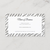 グレーモダンゼブラ印刷プロフェッショナルスクリプト 名刺 (裏面)