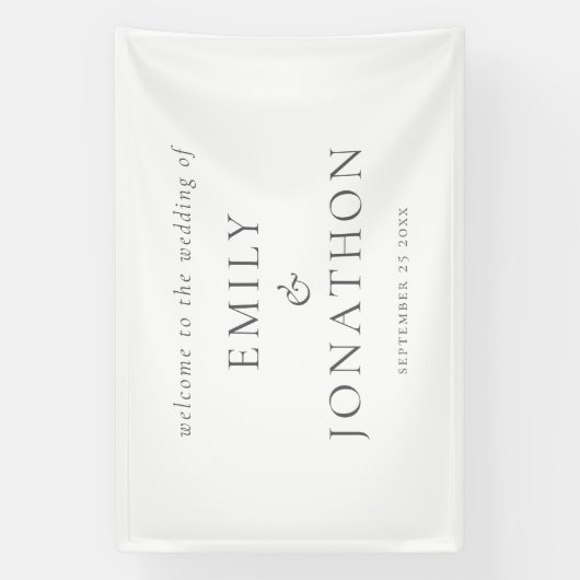 グレーモダンタイポグラフィへようこそ結婚の 横断幕 (縦)