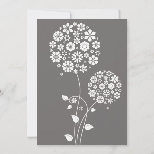 グレーモダンタイポグラフィフローラ結婚式招待状 招待状 (裏面)