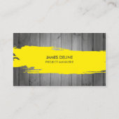 グレーモダンティンバーイエローストライプ建築 名刺 (正面)