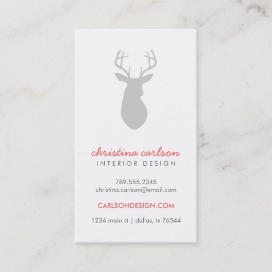 グレーモダンディアー&シェブロンストライプズ 名刺 (正面)