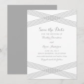 グレーモダンデコ日付の保存招待状 セーブザデート (正面/裏面)