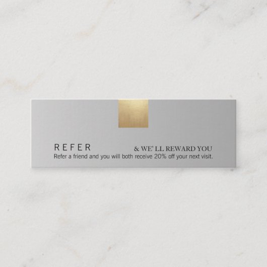 グレーモダンデーション金ゴールドアクセントの参照 スキニー名刺 (正面)