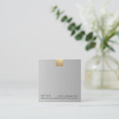 グレーモダンデーション金ゴールドアクセントの参照 スクエア名刺 (スタンド正面)