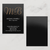 グレーモダントレンディースクリプトモノグラム名刺 名刺 (正面/裏面)