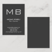 グレーモダントレンディーモノグラスタイリッシュム・ビジネス・カード 名刺 (正面/裏面)