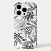 グレーモダントロピカル離れパターン名前をカスタムする Case-Mate iPhoneケース (裏面)