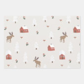 グレーモダンニュートラルスカンジナビアホームズスノーフレーク ラッピングペーパーシート (正面)