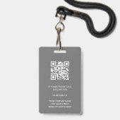 グレーモダンニュートラル会社従業員写真QR ID バッジ (Back with Lanyard)