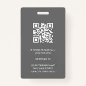 グレーモダンニュートラル会社従業員写真QR ID バッジ (裏面)