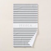 グレーモダンパタストライプのーン バスタオルセット (ハンドタオル)