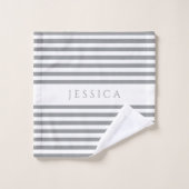 グレーモダンパタストライプのーン バスタオルセット (ウォッシュタオル)