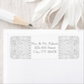グレーモダンパールホワイトレースビンテージ結婚式 ラベル (インサイチュ)